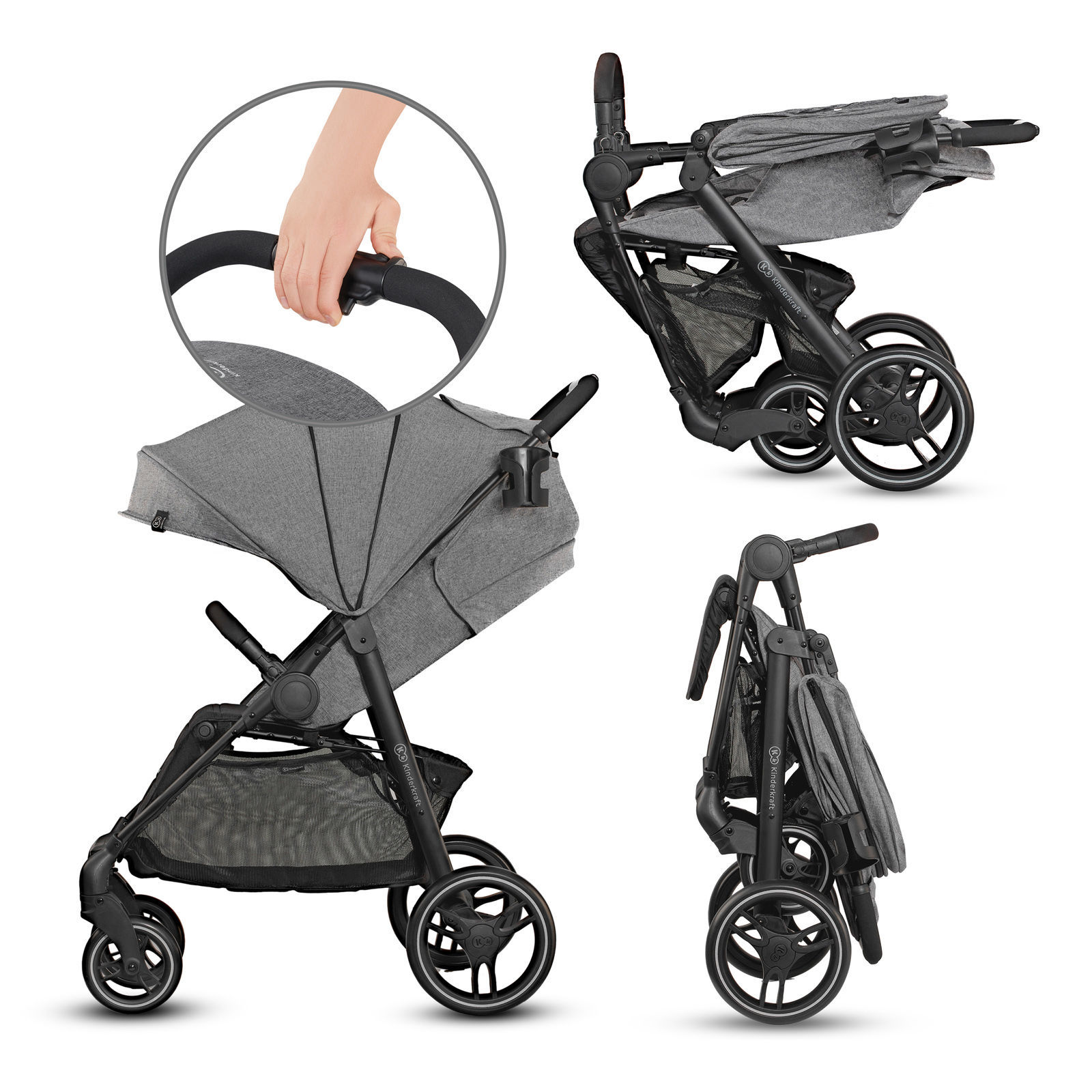 Прогулянкова коляска KinderKraft Grande CITY grey - Зображення 4