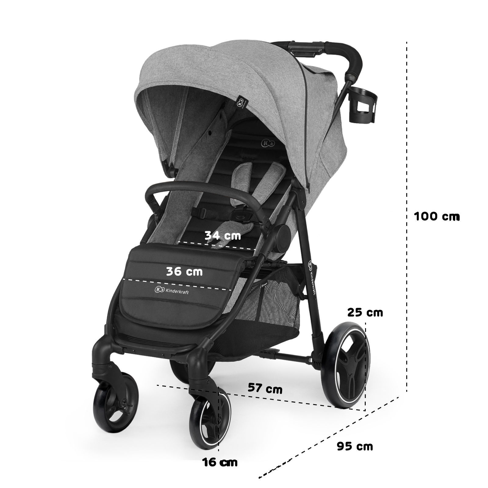 Прогулянкова коляска KinderKraft Grande CITY grey - Зображення 8