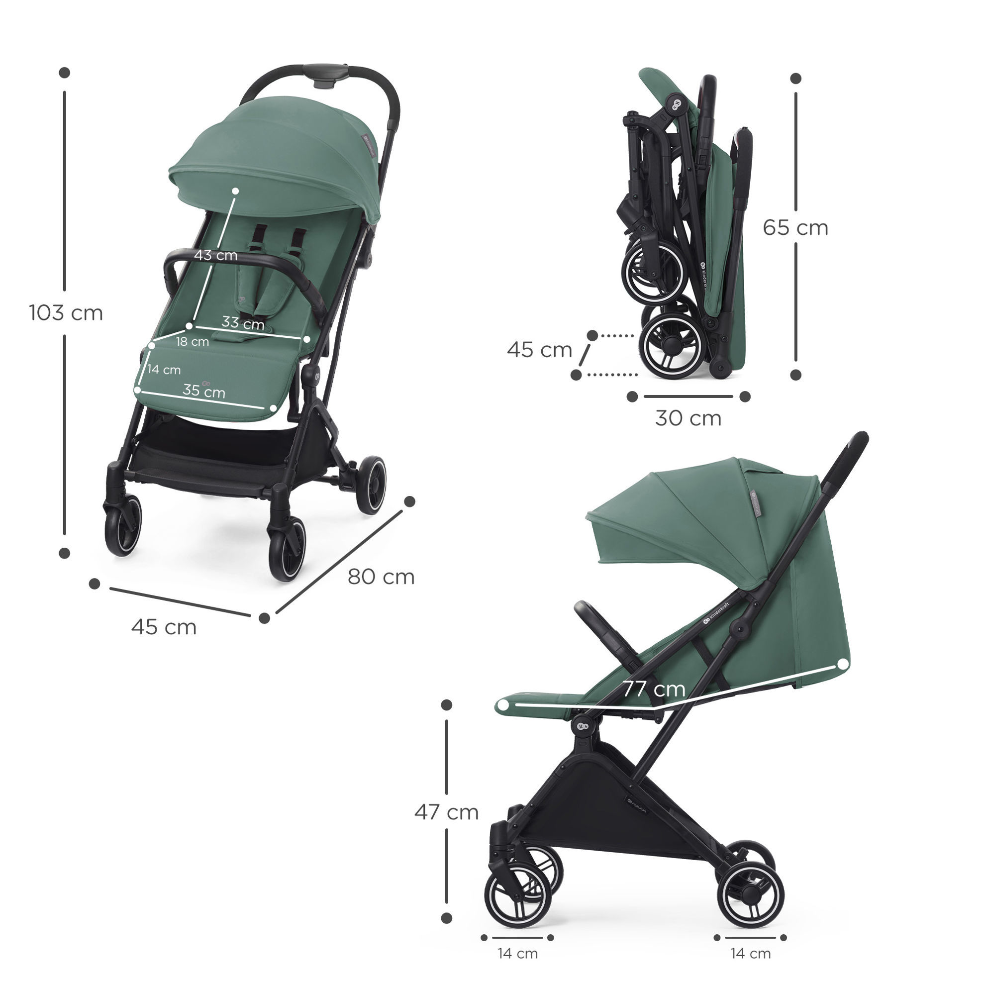 Прогулянкова коляска KiderKraft INDY 2 Sea Green - Зображення 8
