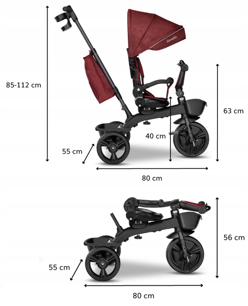 Велосипед триколісний Lionelo Kori Red Burgundy - Зображення 11