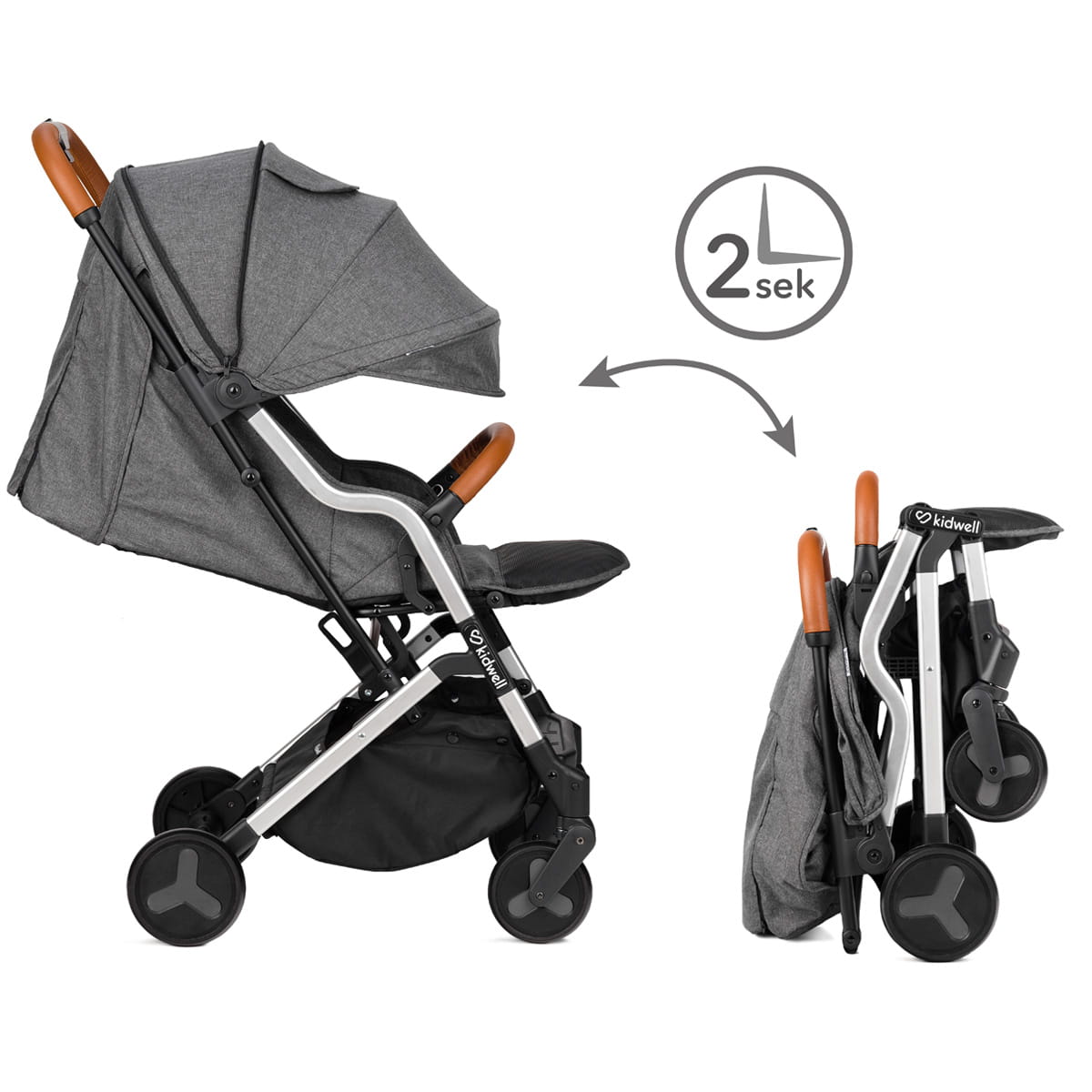 Прогулянкова коляска Kidwell Mavero Silver/ Brown - Зображення 9