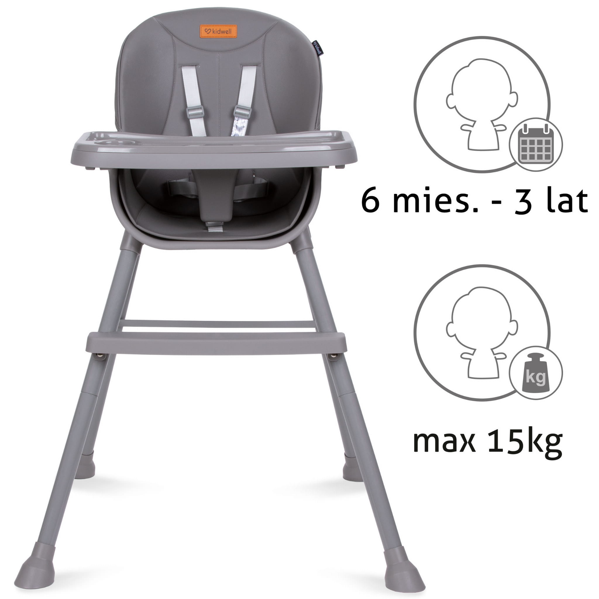 Стільчик для годування 4в1 Kidwell EATAN Grey - Зображення 4