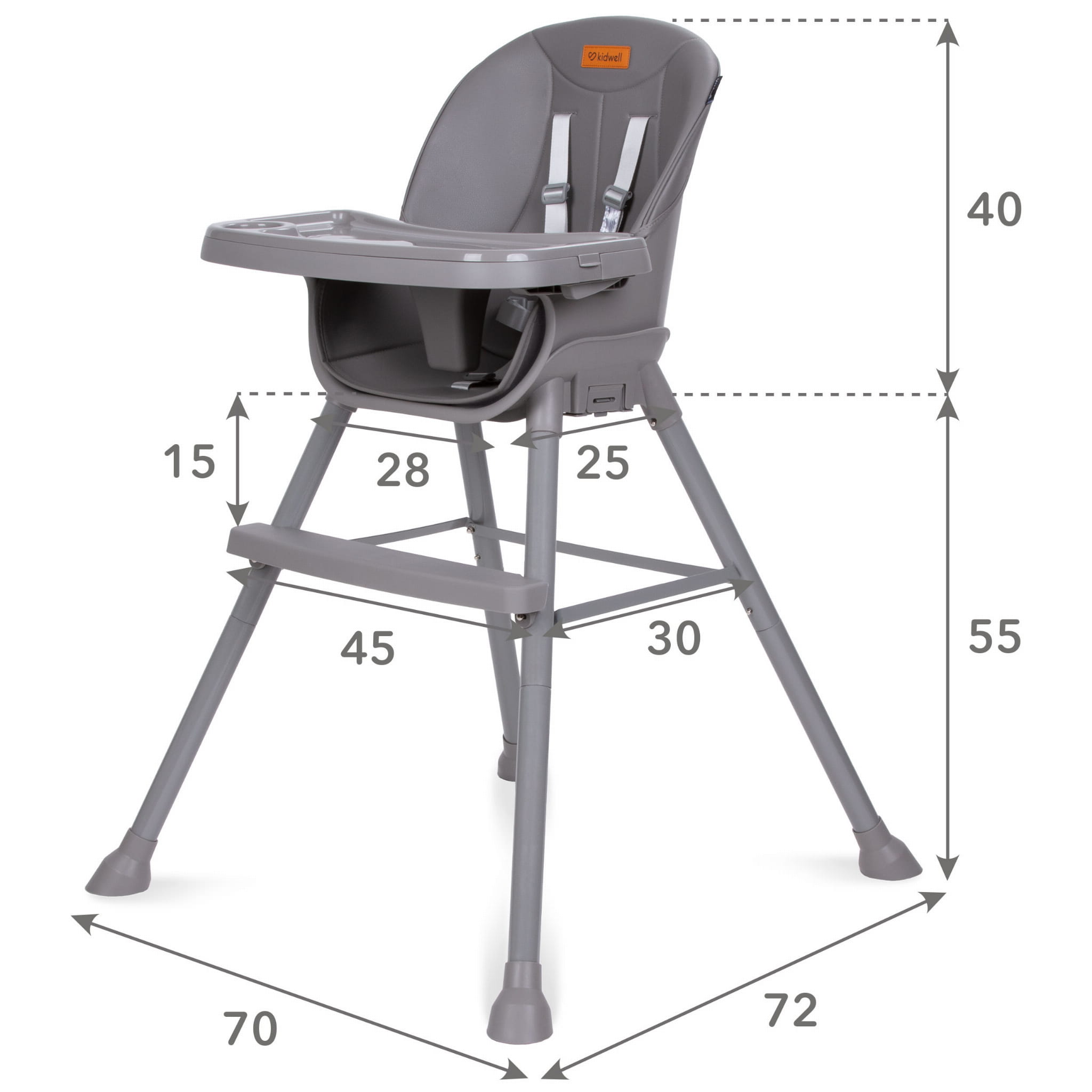 Стільчик для годування 4в1 Kidwell EATAN Grey - Зображення 12