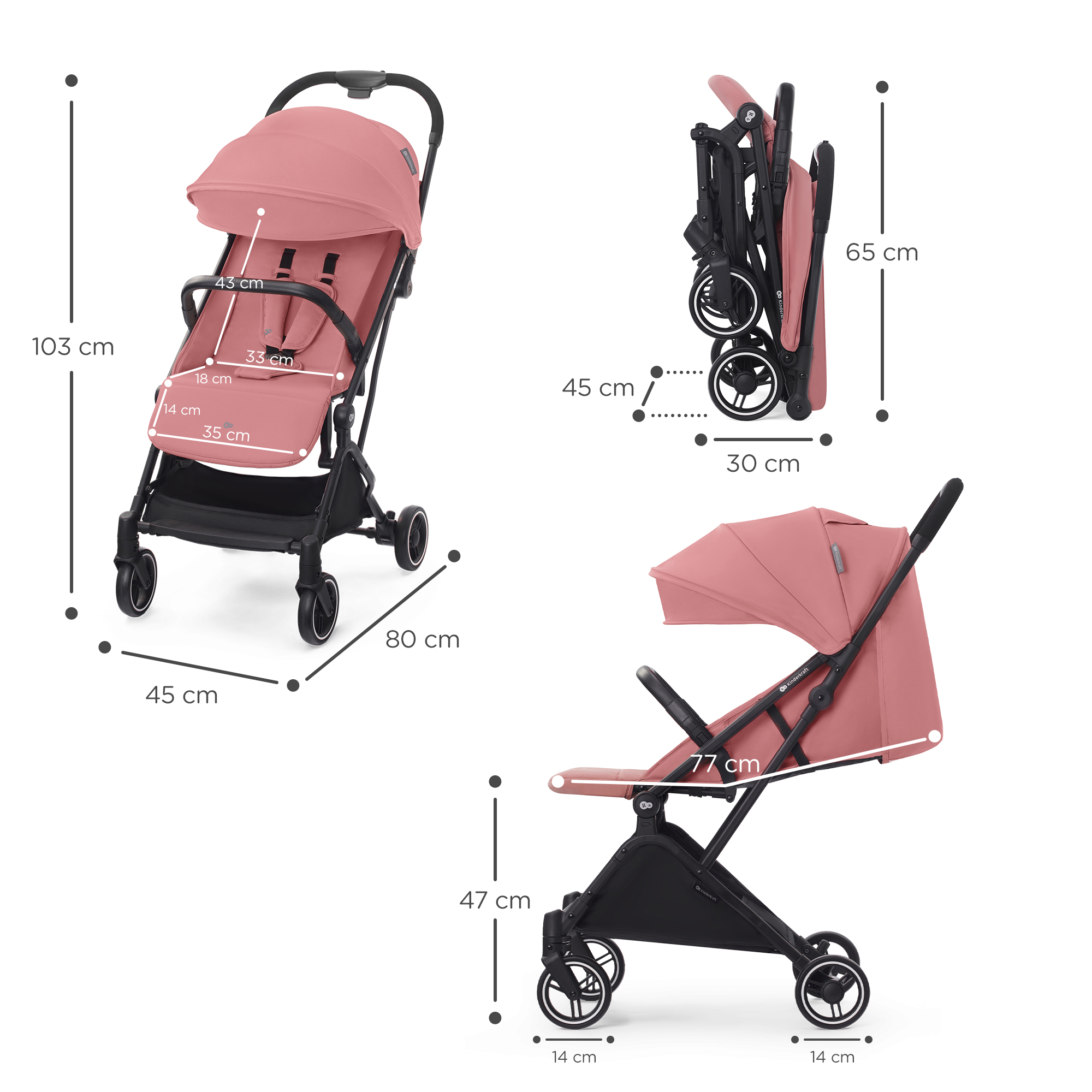 Прогулянкова коляска KiderKraft INDY 2 Dhalia Pink - Зображення 8