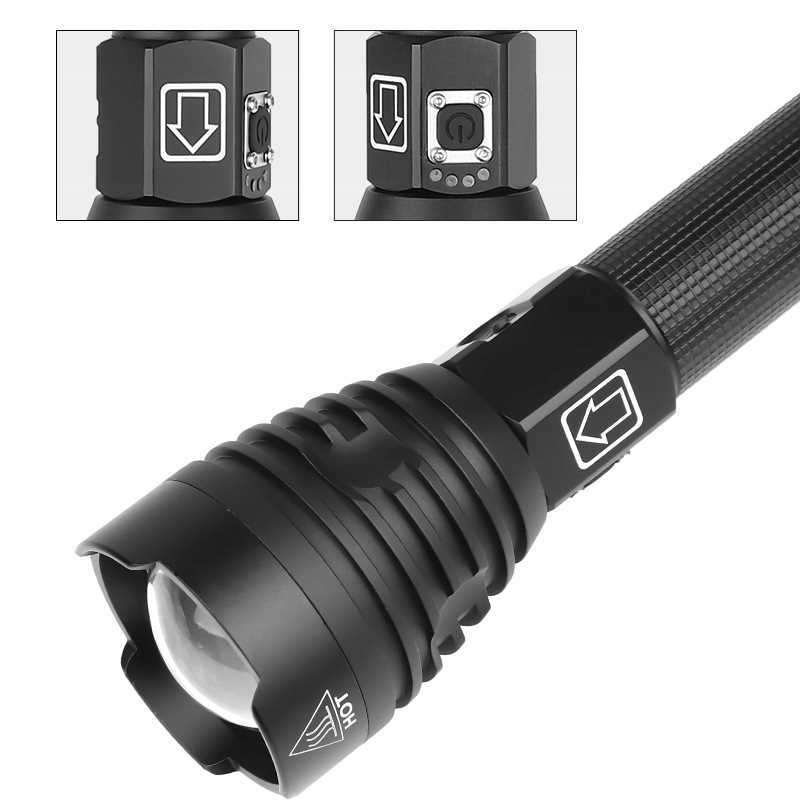 Потужний тактичний ліхтар Heckermann XHP90 Zoom 5000mAH - Зображення 10