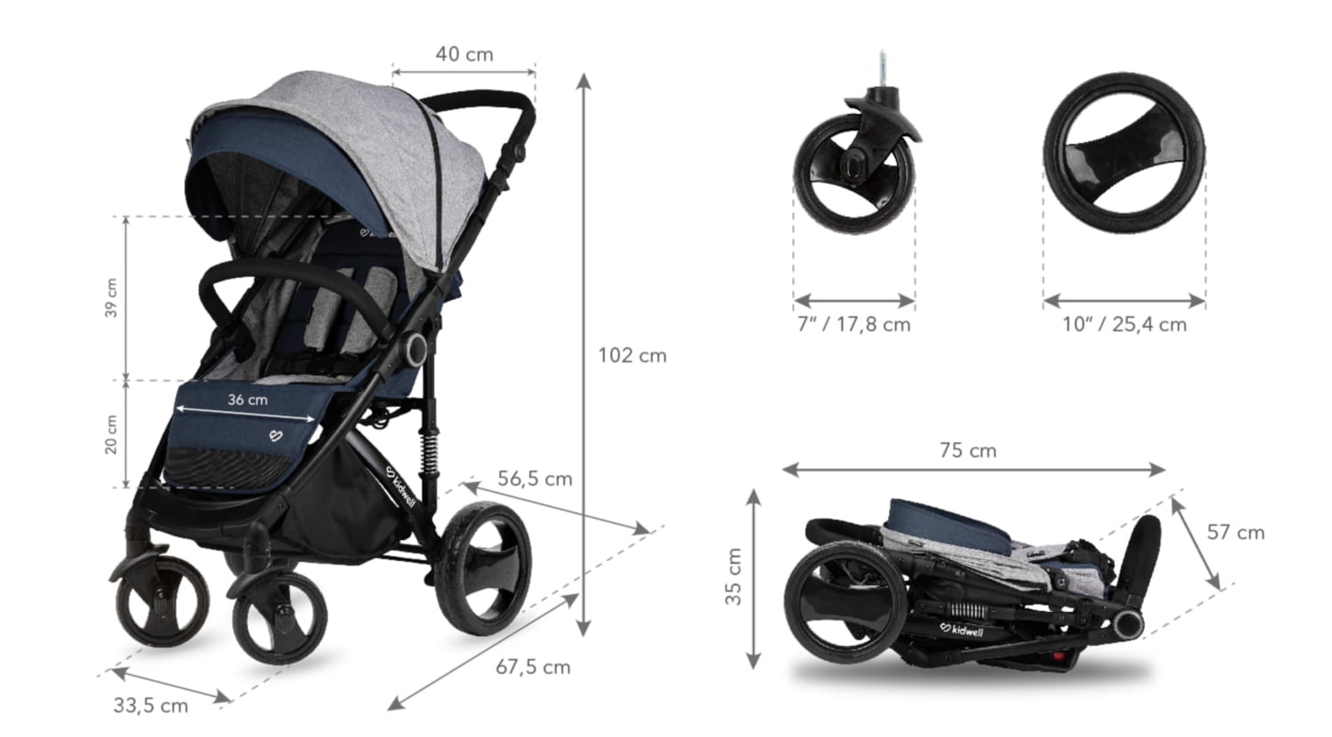 Прогулянкова коляска Kidwell CARELL Dark Blue - Зображення 14