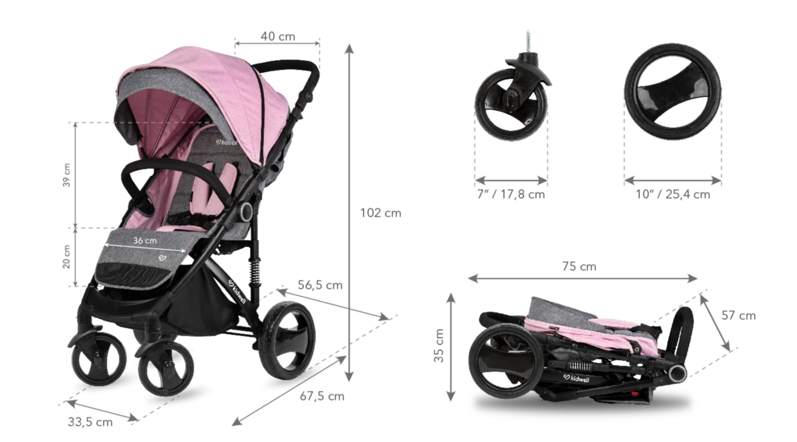 Прогулянкова коляска Kidwell CARELL Pink - Зображення 14