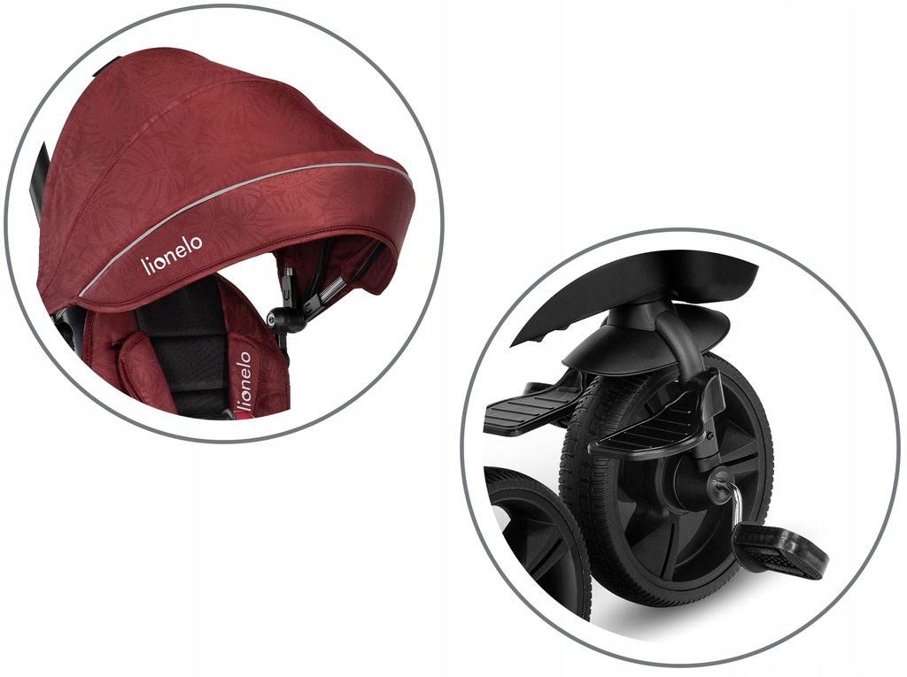 Велосипед триколісний Lionelo Kori Red Burgundy - Зображення 5