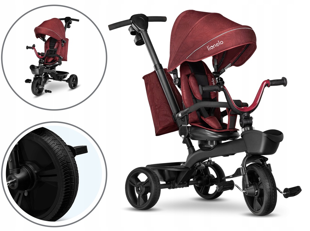 Велосипед триколісний Lionelo Kori Red Burgundy - Зображення 3