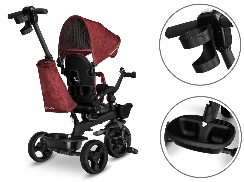 Велосипед триколісний Lionelo Kori Red Burgundy - Зображення 6