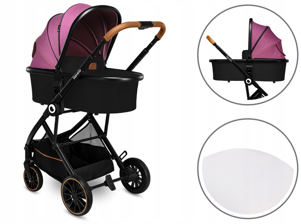 Універсальна коляска 2в1 Lionelo RIYA Pink Violet - Зображення 4
