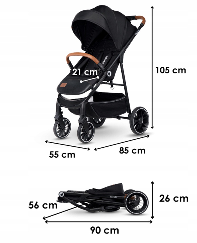 Прогулянкова коляска Lionelo Alexia BLACK ONYX - Зображення 3