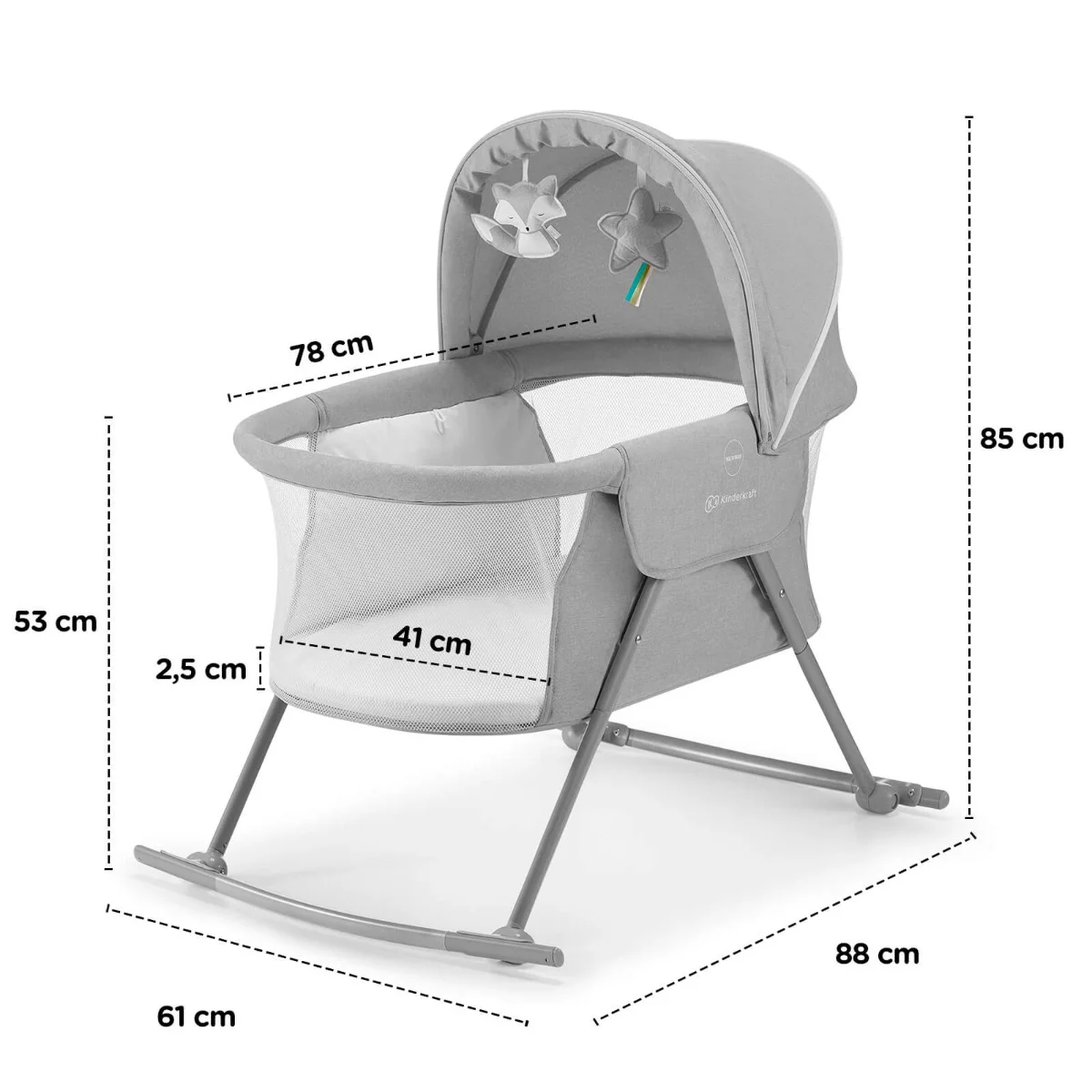Дитяче ліжечко колиска Kinderkraft Lovi Grey - Зображення 13