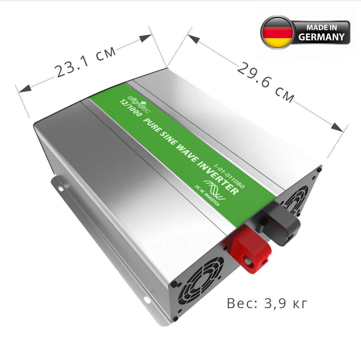 Перетворювач напруги інвертор Offgridtec 12 V на 230 V 1000 W/1600W чиста синусоїда - Зображення 2