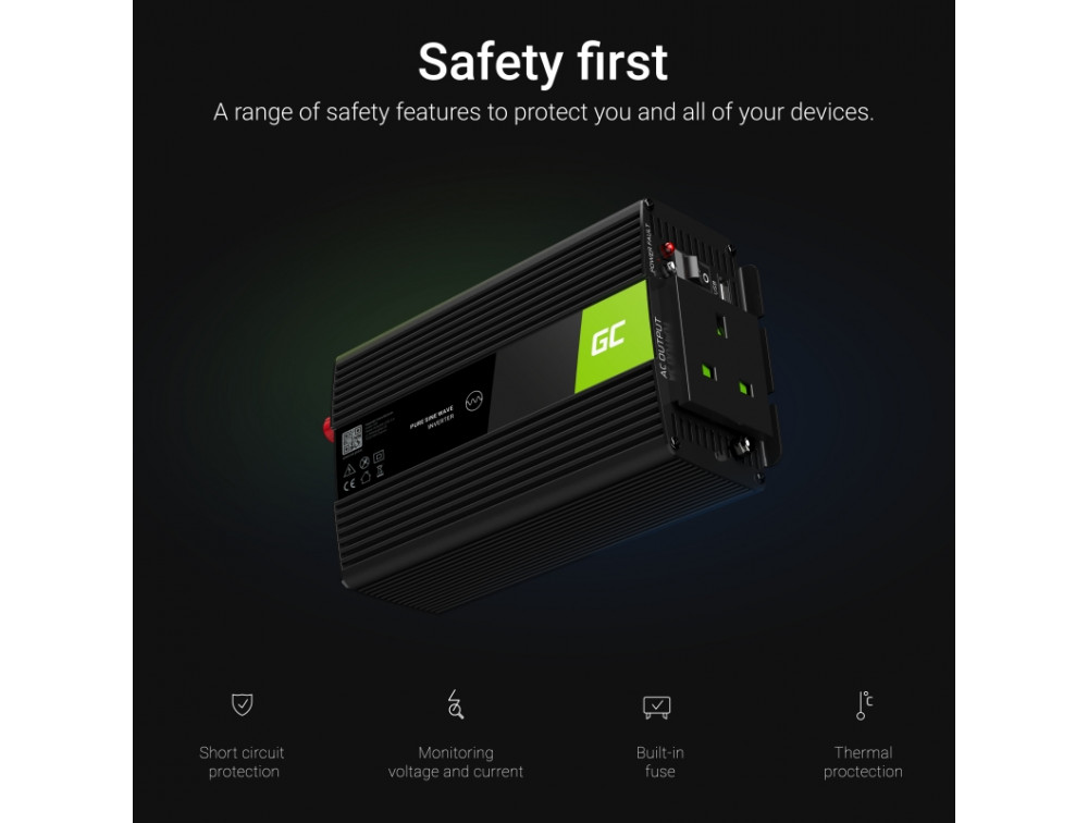 Перетворювач напруги інвертор Green Cell 24V на 230 V 500 W/1000W UK - Зображення 3