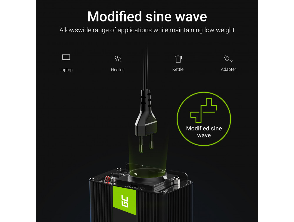 Перетворювач напруги інвертор Green Cell 12 V на 230 V 150 W / 3000 W - Зображення 2