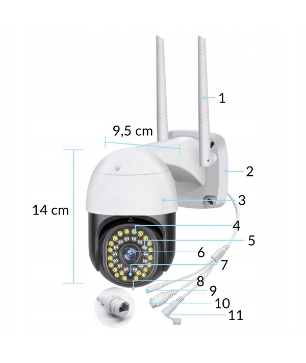 Вулична поворотна IP-камера відеоспостереження Wi-Fi Heckermann C19 + карта 16 ГБ - Зображення 13