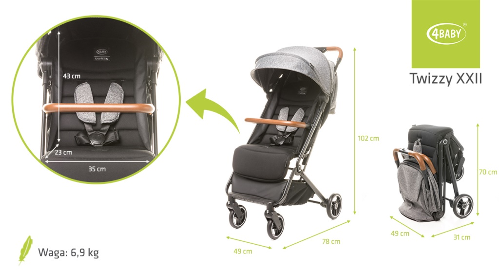Прогулянкова коляска 4Baby TWIZZY XXII Green - Зображення 3