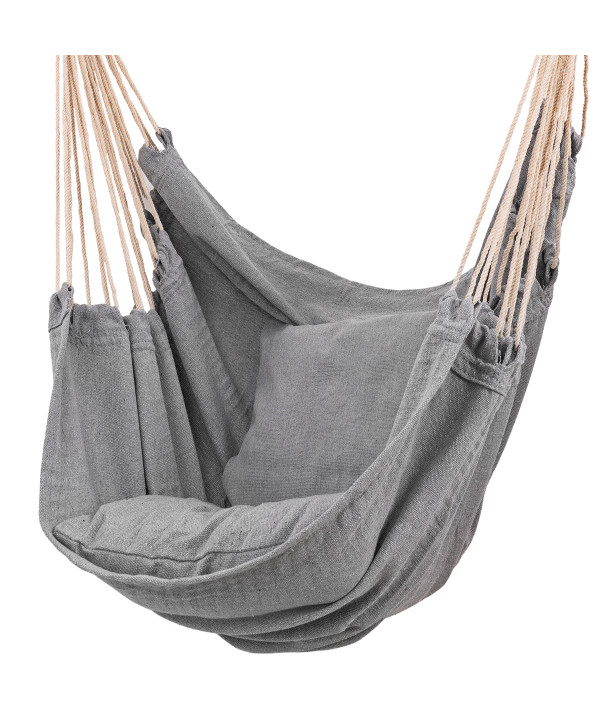 Підвісне крісло гамак бразильський стілець Heckermann + 2 подушки (Gray) - Зображення 4