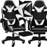 Крісло геймерське PLAYER з підставкою для ніг White/Black