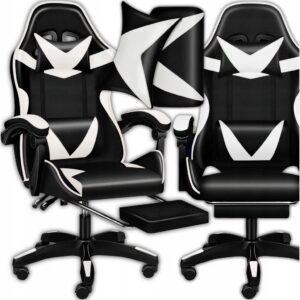 Крісло геймерське PLAYER з підставкою для ніг White/Black