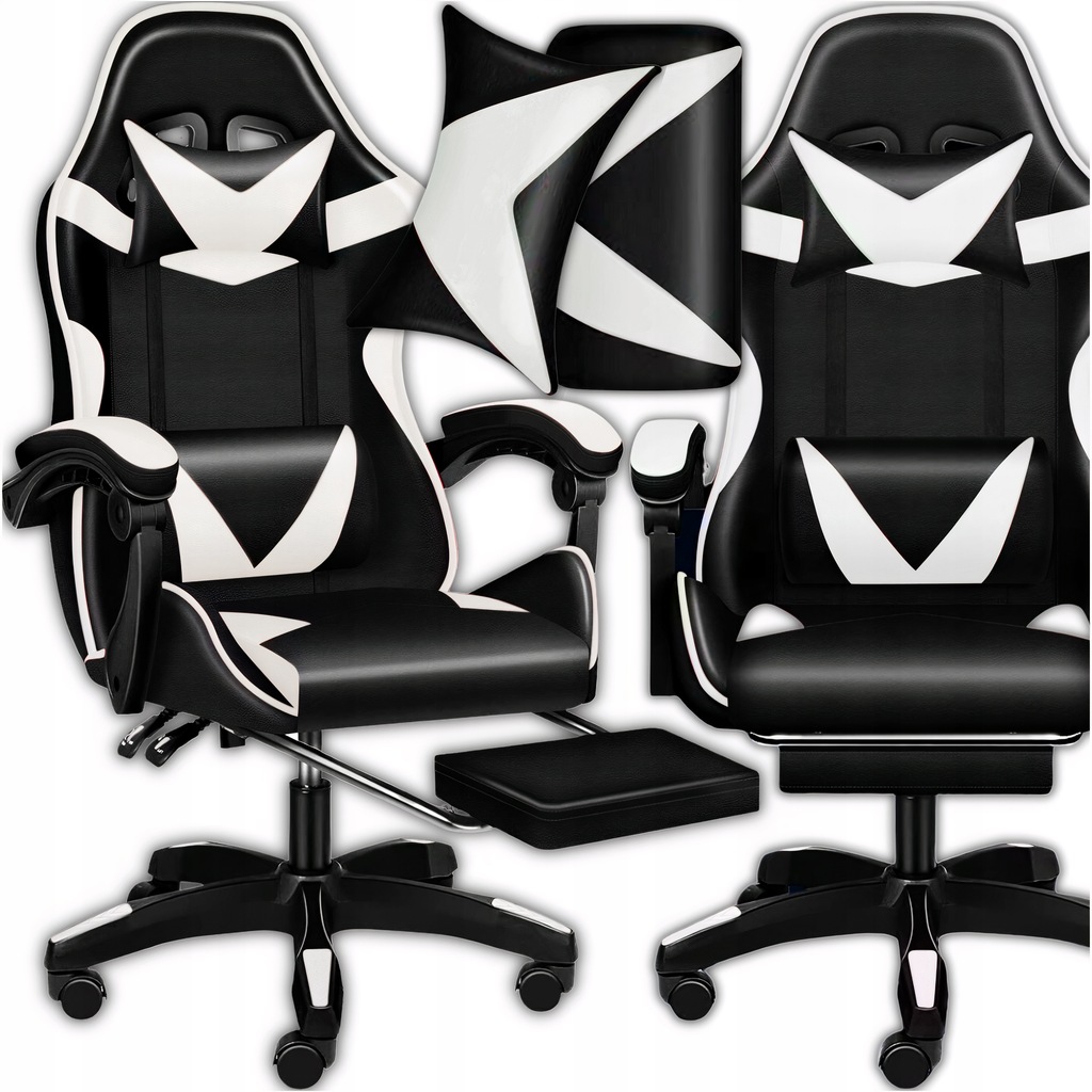 Крісло геймерське PLAYER з підставкою для ніг White/Black