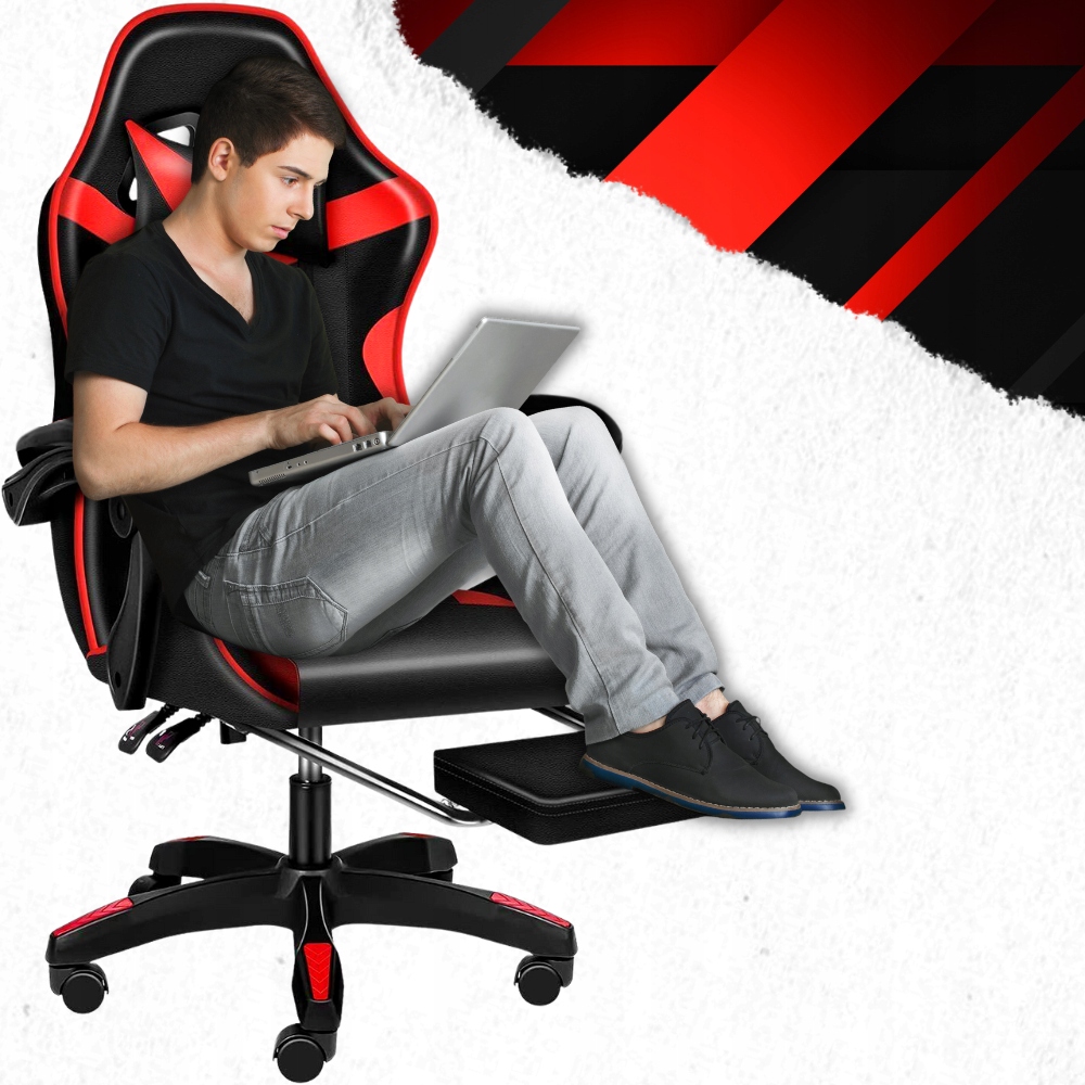 Крісло геймерське PLAYER з підставкою для ніг Red/Black - Зображення 8