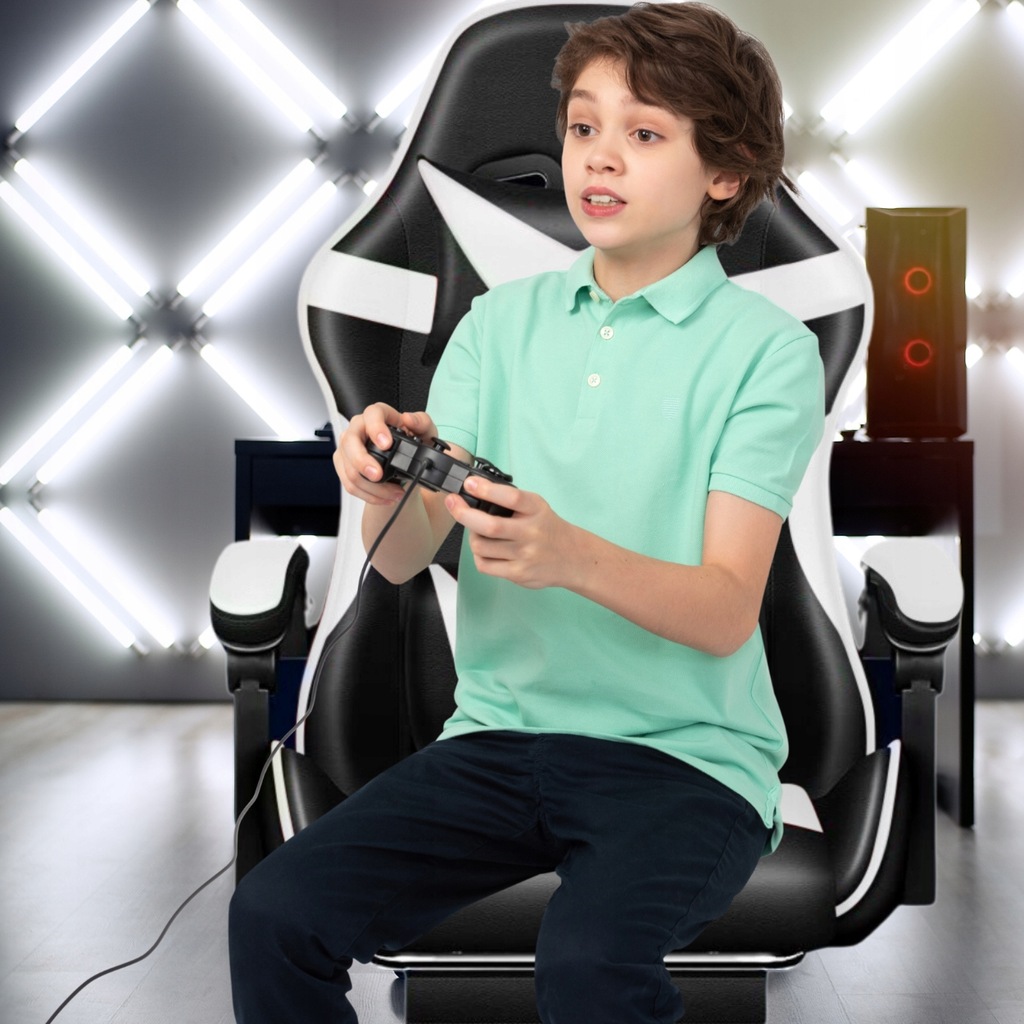 Крісло геймерське PLAYER з підставкою для ніг White/Black - Зображення 3