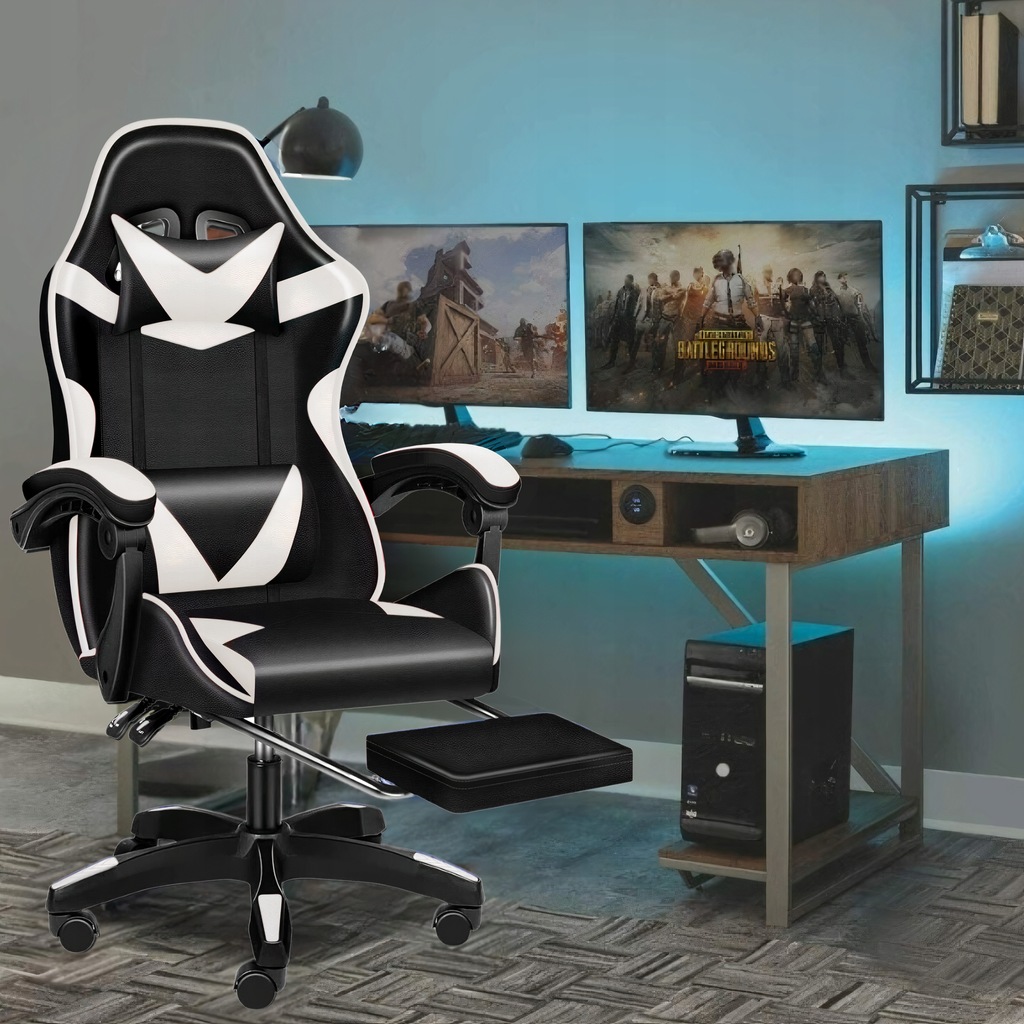 Крісло геймерське PLAYER з підставкою для ніг White/Black - Зображення 15