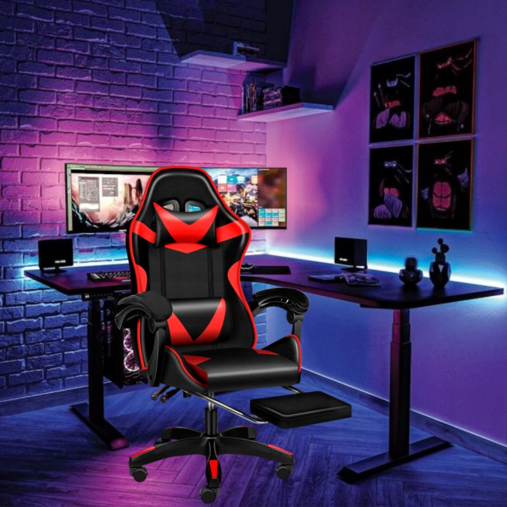 Крісло геймерське PLAYER з підставкою для ніг Red/Black - Зображення 15