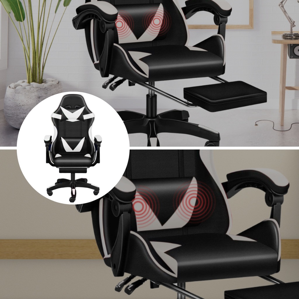 Крісло геймерське PLAYER з підставкою для ніг White/Black - Зображення 9