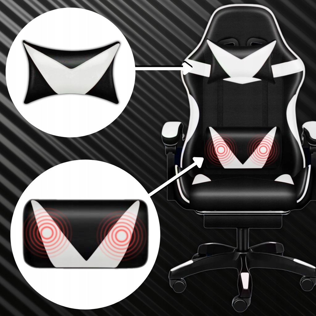 Крісло геймерське PLAYER з підставкою для ніг White/Black - Зображення 4