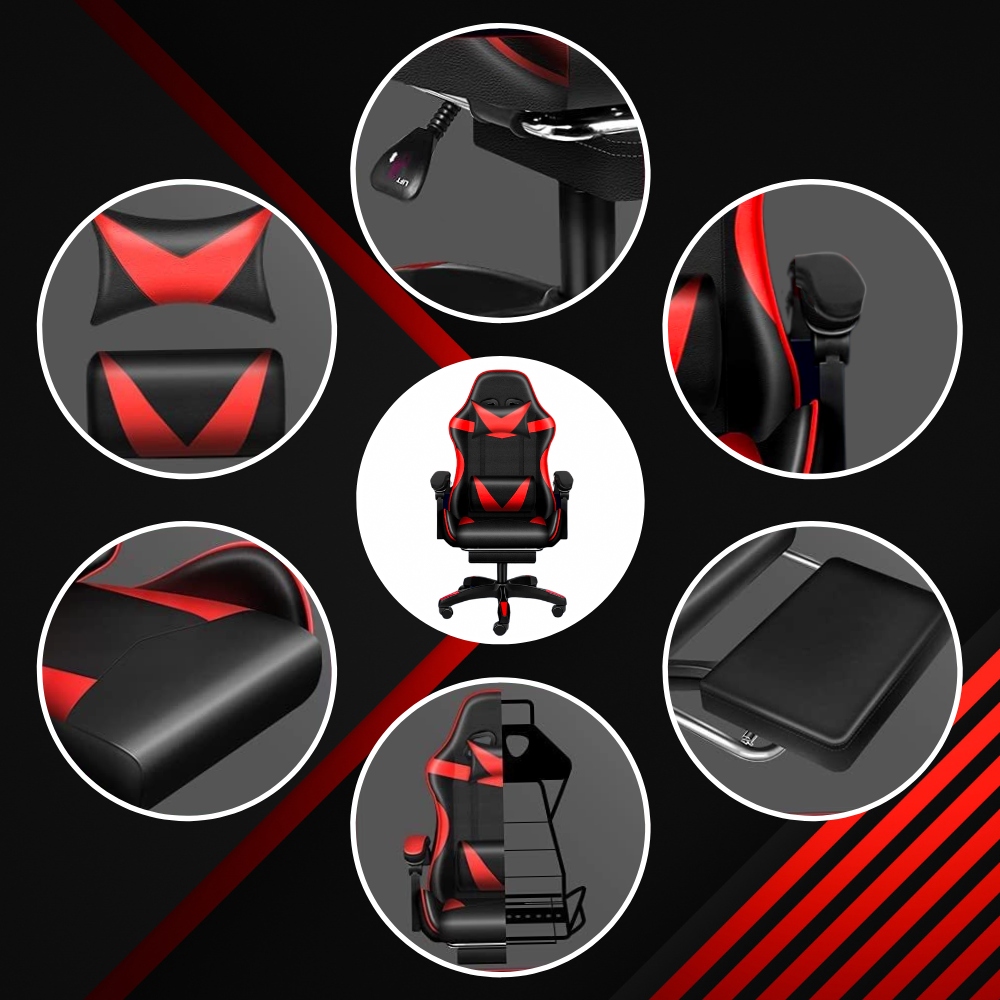 Крісло геймерське PLAYER з підставкою для ніг Red/Black - Зображення 3