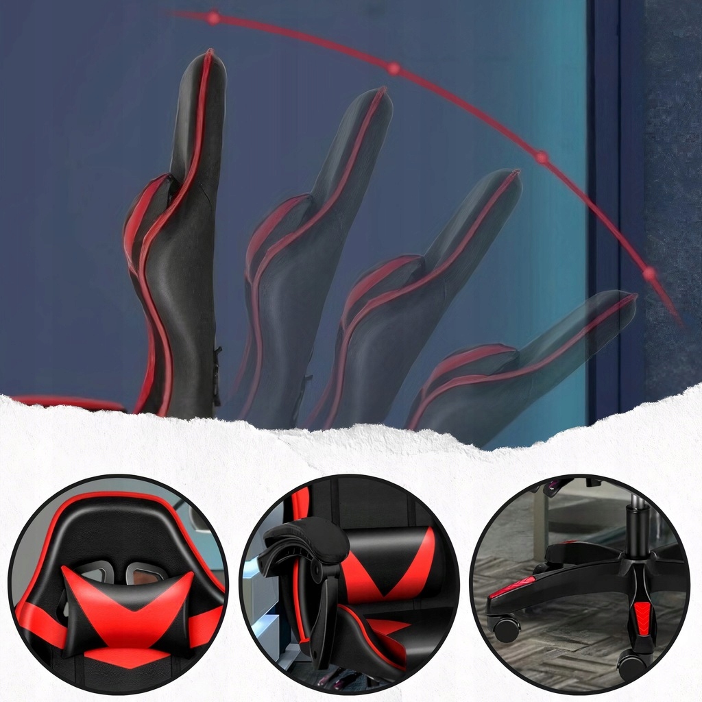 Крісло геймерське PLAYER з підставкою для ніг Red/Black - Зображення 10