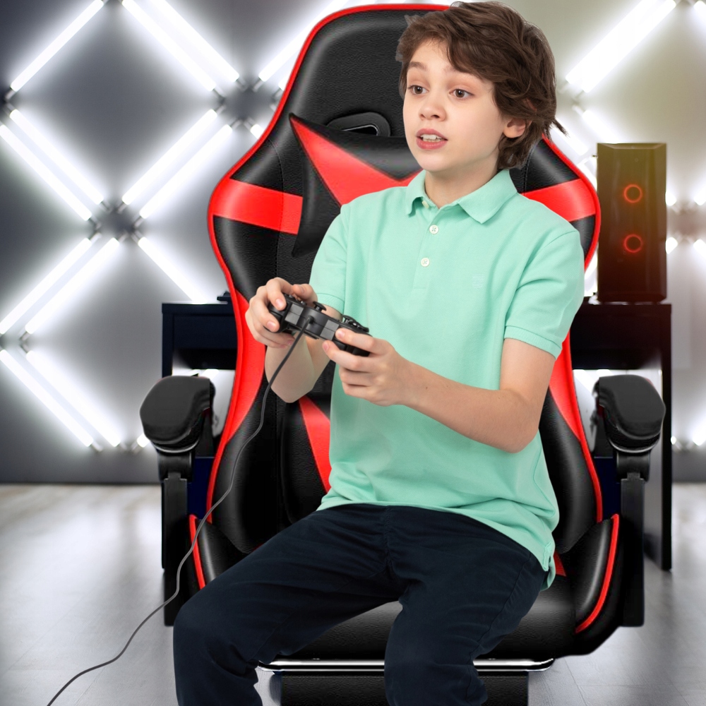 Крісло геймерське PLAYER з підставкою для ніг Red/Black - Зображення 13
