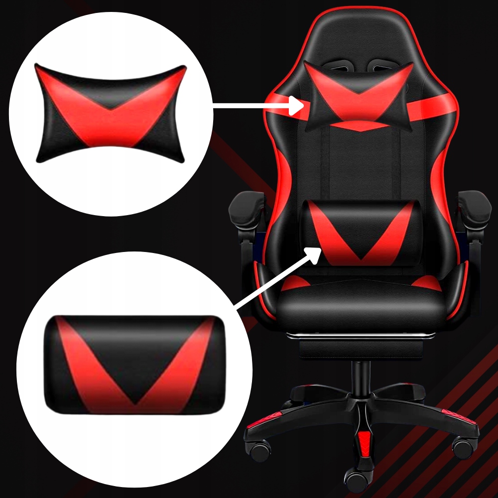 Крісло геймерське PLAYER з підставкою для ніг Red/Black - Зображення 6
