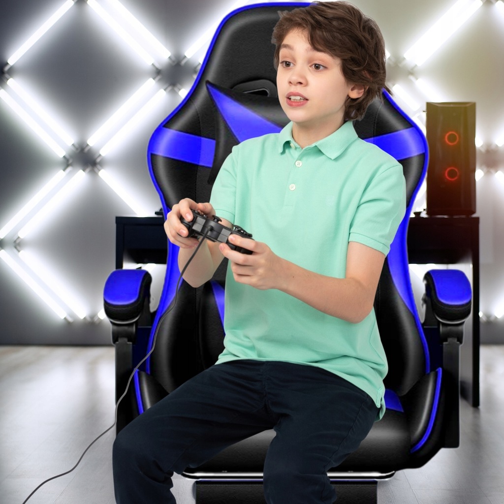 Крісло геймерське PLAYER з підставкою для ніг Blue/Black - Зображення 8