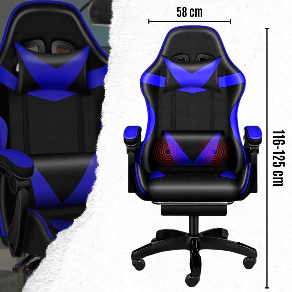 Крісло геймерське PLAYER з підставкою для ніг Blue/Black - Зображення 9