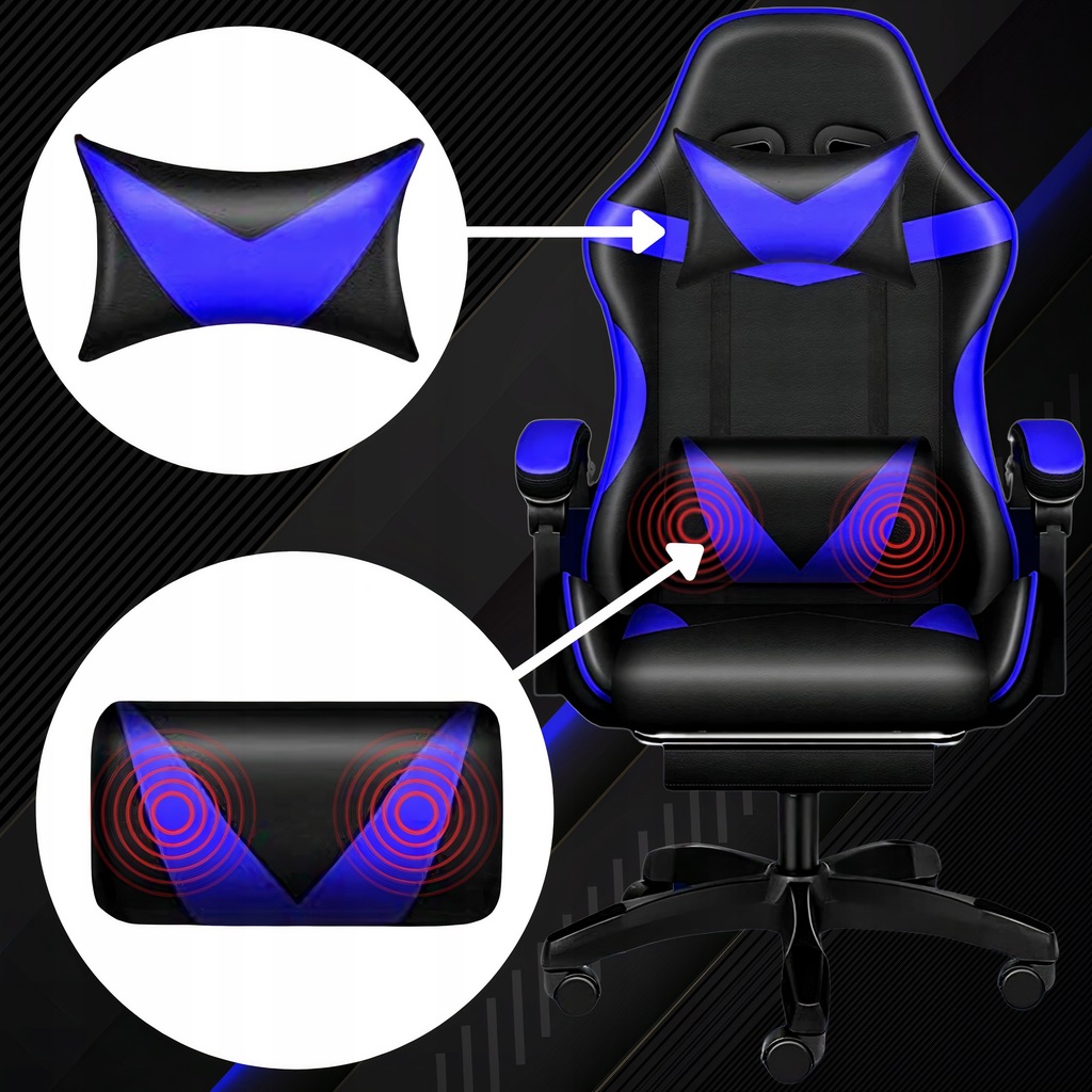 Крісло геймерське PLAYER з підставкою для ніг Blue/Black - Зображення 5