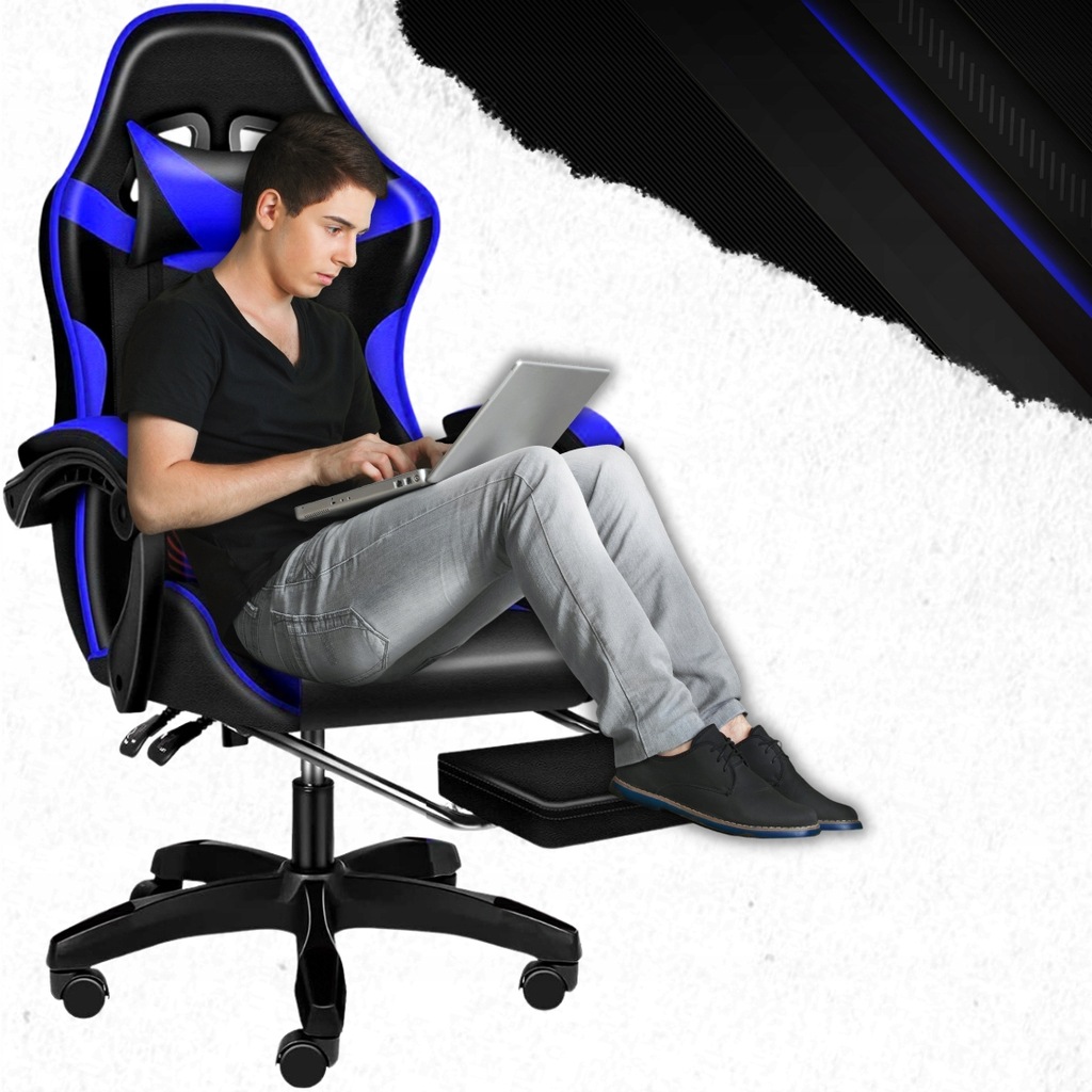 Крісло геймерське PLAYER з підставкою для ніг Blue/Black - Зображення 14