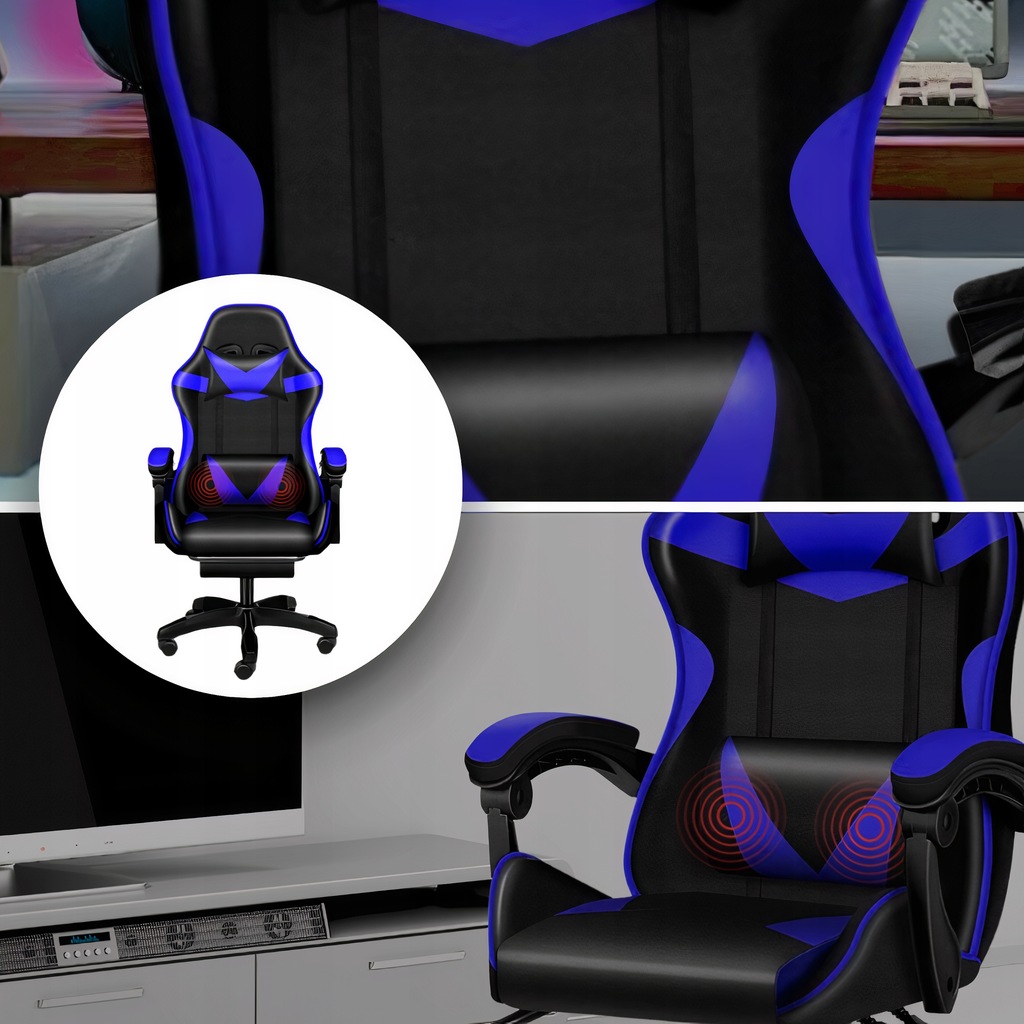 Крісло геймерське PLAYER з підставкою для ніг Blue/Black - Зображення 7