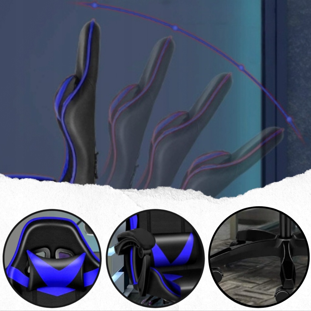 Крісло геймерське PLAYER з підставкою для ніг Blue/Black - Зображення 6