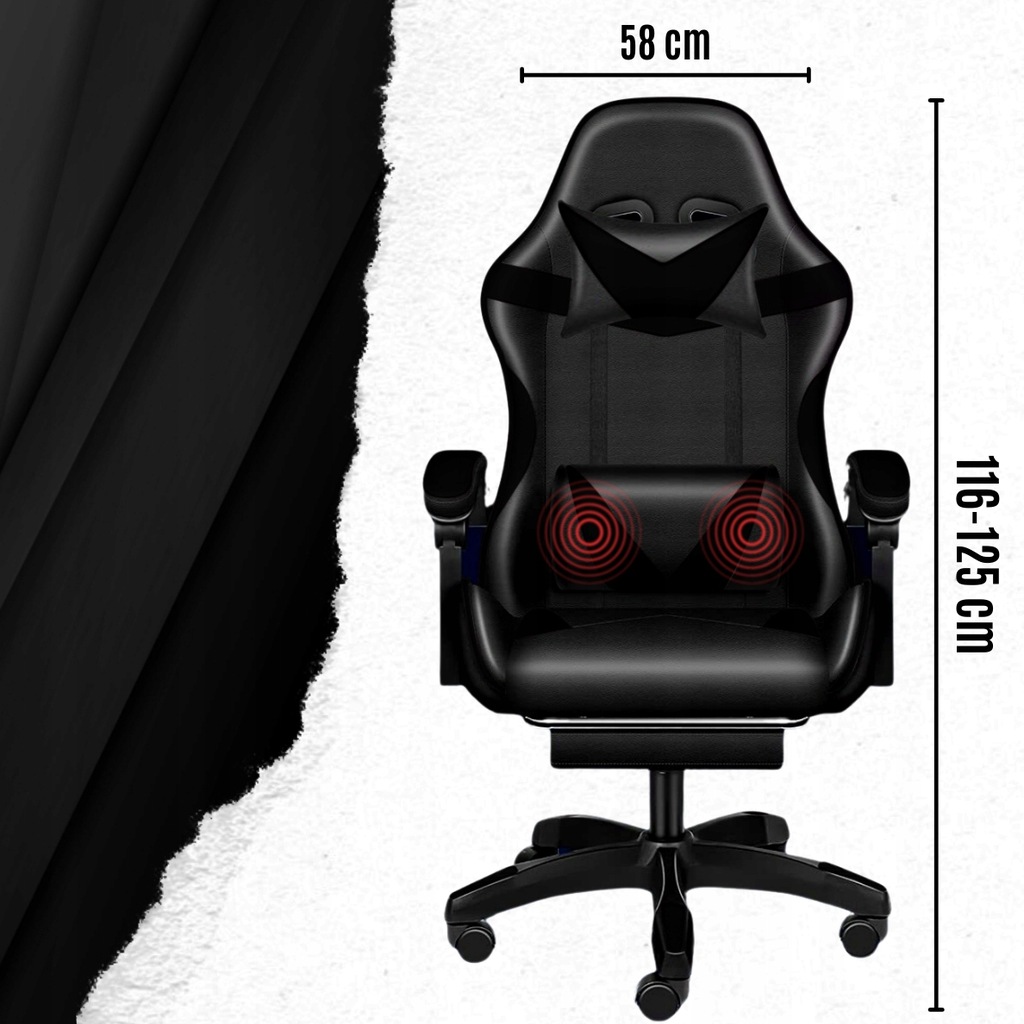 Крісло геймерське PLAYER з підставкою для ніг Black - Зображення 8