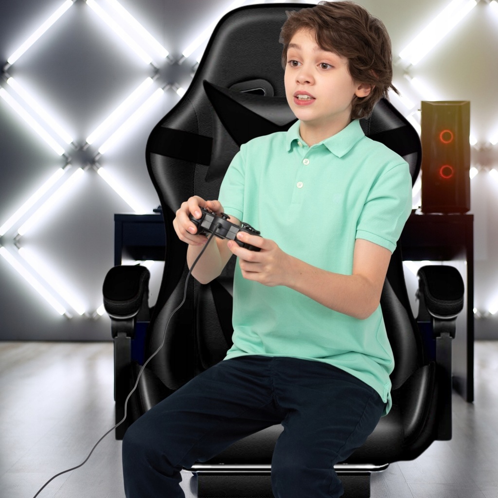 Крісло геймерське PLAYER з підставкою для ніг Black - Зображення 9