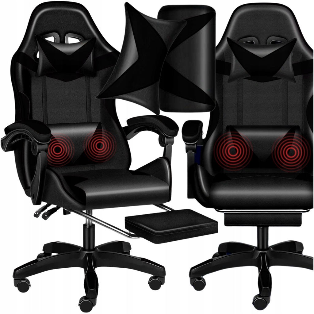 Крісло геймерське PLAYER з підставкою для ніг Black