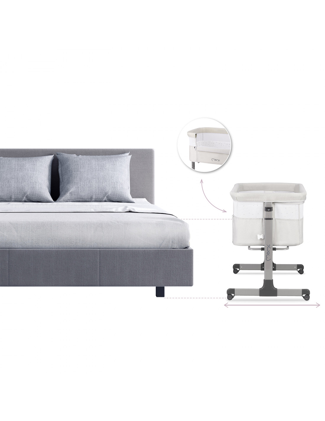 Ліжечко приставне Momi Revo Light Grey - Зображення 10