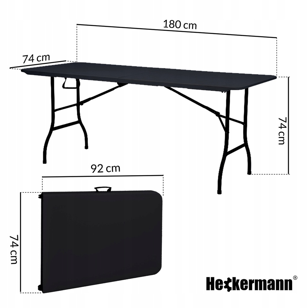 Стіл складаний переносний Heckermann 180х74х74 Black (XJM-Z180) - Зображення 2
