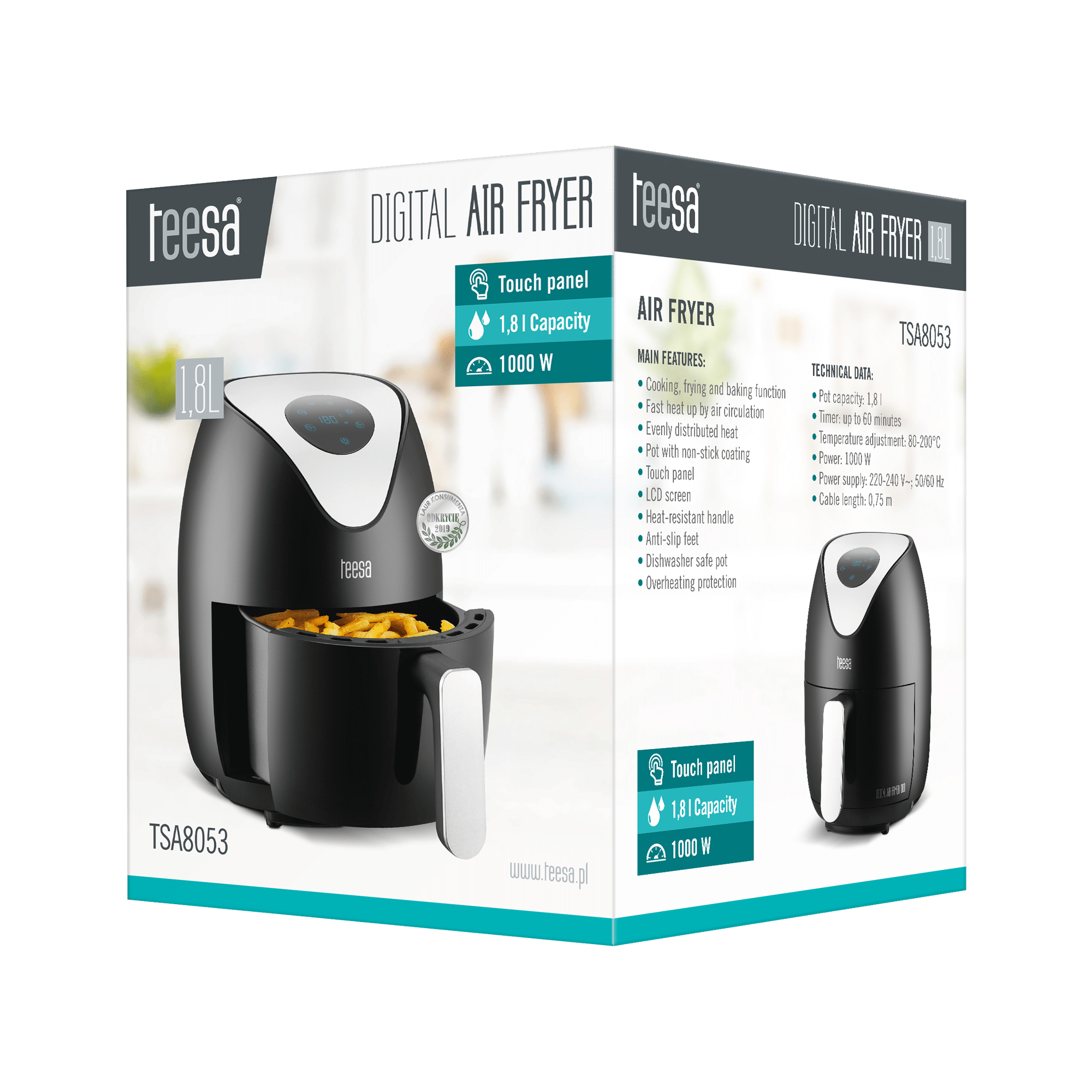 Аерогриль Аерофритюрниця TEESA DIGITAL AIR FRYER 1,8L - Зображення 5