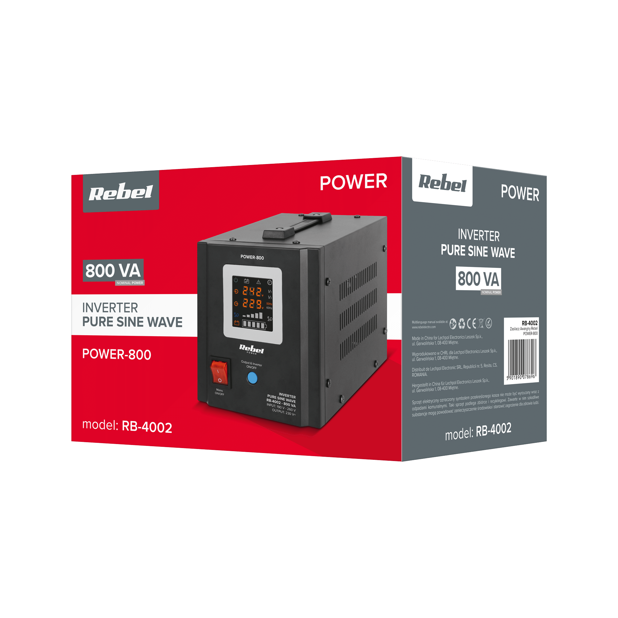 ДБЖ Перетворювач напруги Rebel POWER-800 12/230 V (500/800W) - Зображення 4