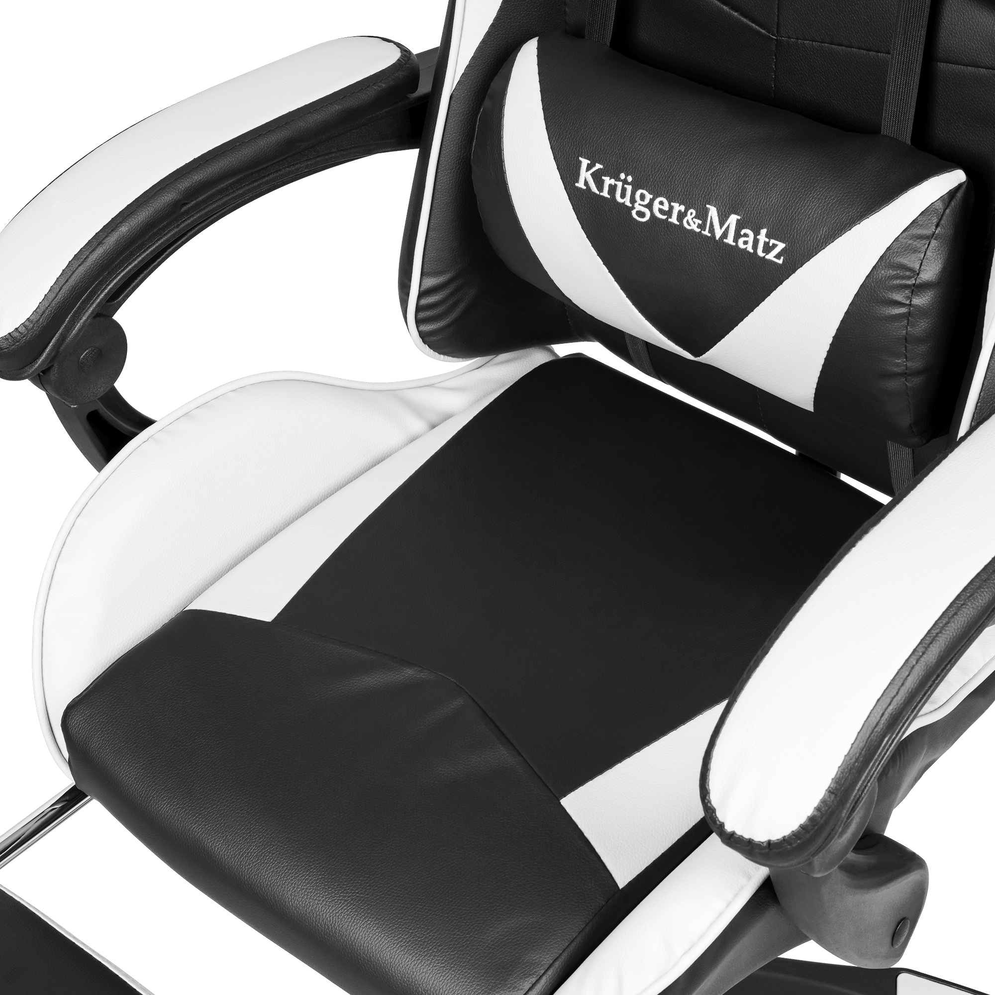 Крісло геймерське Kruger&Matz GX-150 з підставкою для ніг Black/White - Зображення 5